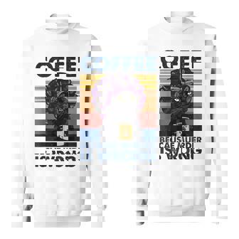 Retro Navy Grandma Black Cat Coffee Because Murder Is Wrong Sweatshirt - Thegiftio