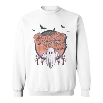 Retro Spook Vibes Boo Ghost Spooky Season Funny Halloween Sweatshirt - Seseable