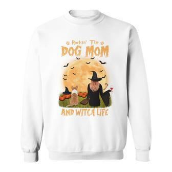 Rocking The Dog Mom And Witch Life Corgi Halloween Sweatshirt Men Women Sweatshirt Graphic Print Unisex - Thegiftio UK