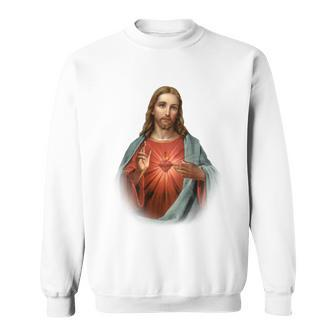 Sacred Heart Of Jesus Sweatshirt - Monsterry