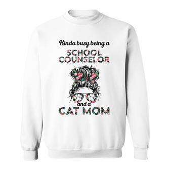 School Counselor And Cat Moms Messy Bun Hair Sweatshirt - Thegiftio UK