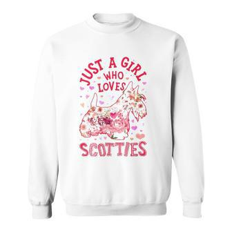 Scottie Scottish Terrier Just A Girl Who Loves Dog Flower Sweatshirt | Mazezy