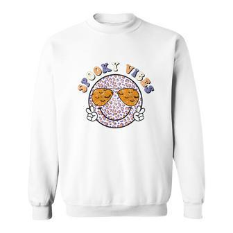 Smiley Face Thick Thights And Spooky Vibes Halloween Sweatshirt - Seseable