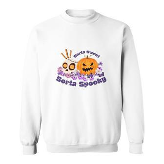 Sorta Sweet Sorta Spooky Halloween Pumpkin Skull Sweatshirt - Seseable