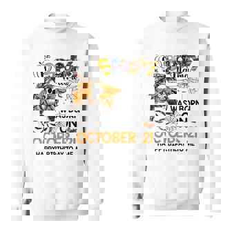 Spooky Mama Born On October 21St Birthday Bun Hair Halloween Sweatshirt - Seseable