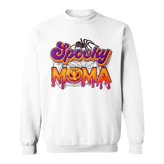 Spooky Mama Jack O Lantern Halloween Mama Pumpkin Sweatshirt - Seseable