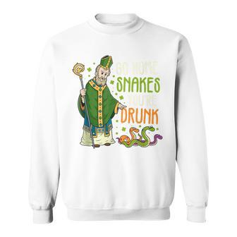 St Patrick Snakes Go Home Youre Drunk Funny Paddys Day Gift Men Women Sweatshirt Graphic Print Unisex - Thegiftio UK