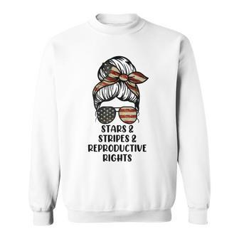 Stars Stripes Reproductive Rights Messy Bun 4Th Of July Sweatshirt - Seseable
