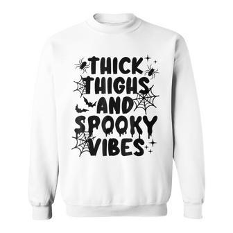 Thick Thighs And Spooky Vibes Bat Halloween Sweatshirt - Seseable