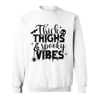 Thick Thighs And Spooky Vibes Skull Halloween Sweatshirt - Seseable