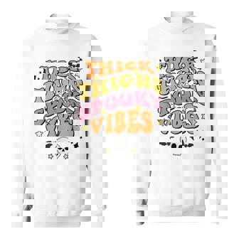 Thick Thighs And Spooky Vibes Spooky Season Halloween Sweatshirt - Seseable