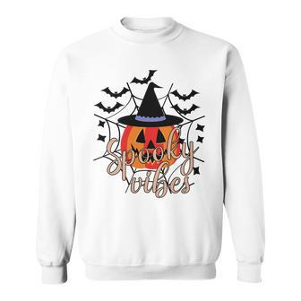 Thick Thights And Spooky Vibes Halloween Pumpkin Ghost Sweatshirt - Seseable