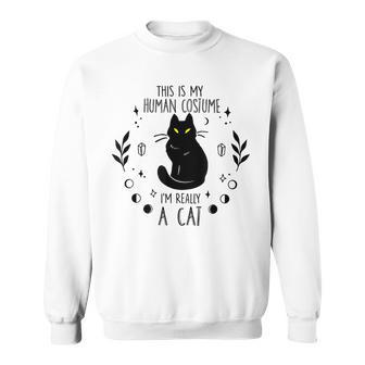 This Is My Human Costume Im Really A Cat Halloween Costume Sweatshirt - Seseable