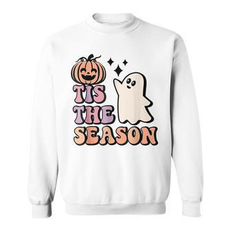 Tis The Season Pumpkin Ghost Funny Autumn Halloween Sweatshirt - Thegiftio UK