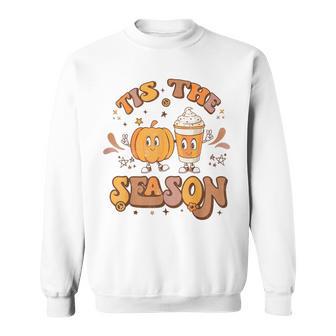 Tis The Season Pumpkin Spice Autumn Fall Thanksgiving Retro Sweatshirt - Thegiftio UK