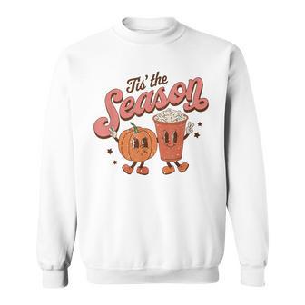 Tis The Season Pumpkin Spice Funny Fall Vibes Autumn Retro Sweatshirt - Thegiftio UK