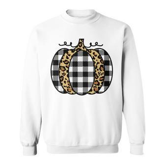 Trendy Leopard And Buffalo Plaid Check Pumpkin Fall V3 Sweatshirt - Thegiftio UK