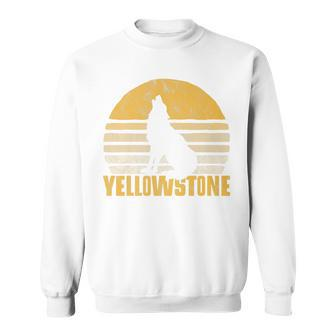 Vintage Yellowstone National Park Wolf Retro Graphic Sweatshirt - Thegiftio UK