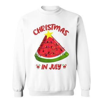 Watermelon Christmas Tree Christmas In July Summer Vacation V3 Sweatshirt - Seseable