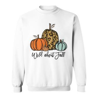 Wild About Fall Leopard Pumpkin Fall Vibes Hello Fall Autumn V2 Sweatshirt - Thegiftio UK