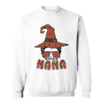 Witchy Mama Halloween Messy Bun Witch Mom Spooky Women Sweatshirt - Seseable