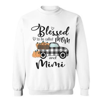 Womens Blessed To Be Called Mom And Mimi - Pumkin Truck Raglan Baseball Tee Men Women Sweatshirt Graphic Print Unisex - Thegiftio UK
