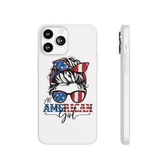 All American Girl 4Th Of July Women Messy Bun Usa Flag V2 Phonecase iPhone - Seseable