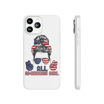 All American Girl Messy Bun American Flag 4Th Of July V2 Phonecase iPhone - Seseable