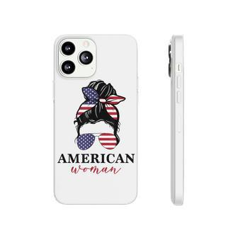 All American Girl Messy Bun Flag 4Th Of July Sunglasses Phonecase iPhone - Seseable
