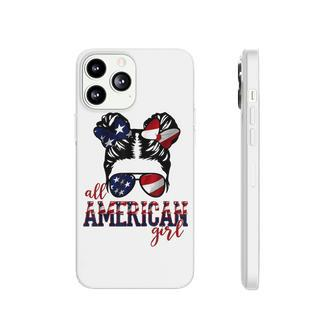 All American Girl Messy Hair Bun Woman Patriotic 4Th Of July V2 Phonecase iPhone - Seseable