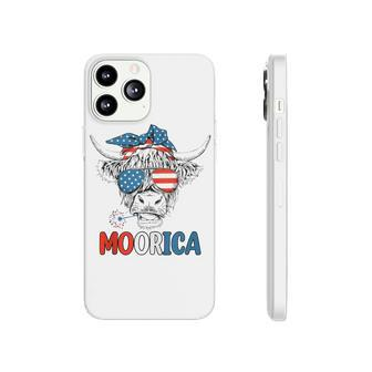 Funny Moorica 4Th Of July American Flag Highland Cow Phonecase iPhone - Seseable