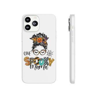 One Spooky Mama For Halloween Messy Bun Mom Monster Bleached  Phonecase iPhone