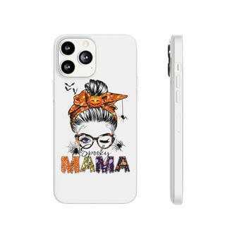 One Spooky Mama For Halloween Messy Bun Mom Monster Bleached V2 Phonecase iPhone - Seseable