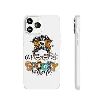 One Spooky Mama For Halloween Messy Bun Mom Monster Bleached V4 Phonecase iPhone - Seseable