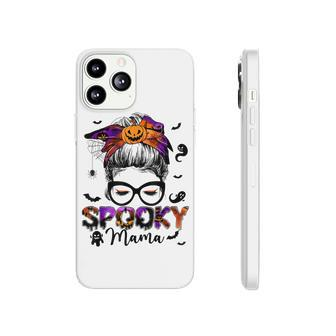 Spooky Mama Messy Bun Halloween Jack O Lantern Mom Phonecase iPhone - Seseable