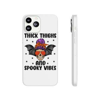 Thick Thights And Spooky Vibes Halloween Messy Bun Hair Phonecase iPhone - Seseable