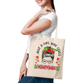Just A Girl Who Loves Watermelon Lovers Tie Dye Messy Buns  Tote Bag