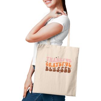 Fall Retro Thankful Grateful Blessed Thanksgiving Quotes Autumn Gift Tote Bag