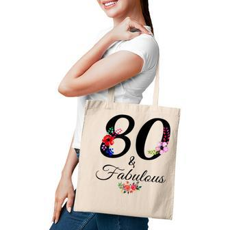 80 & Fabulous 80 Year Old Vintage Floral 1942 80Th Birthday Tote Bag - Thegiftio UK