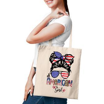 All American Girls 4Th Of July Daughter Messy Bun Usa Tote Bag - Thegiftio UK