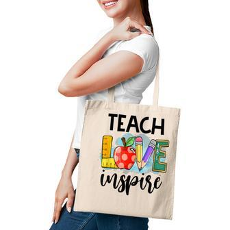 Back To School Teach Love Inspire Retro Teachers Women Tote Bag - Thegiftio UK