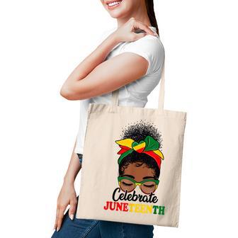 Black Women Messy Bun Junenth Celebrate Indepedence Day Tote Bag - Thegiftio UK