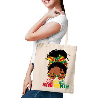 Black Women Messy Bun Junenth Celebrate Indepedence Day V2 Tote Bag - Thegiftio UK