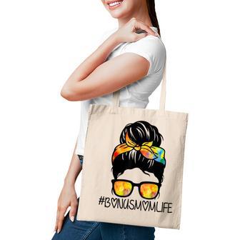 Bonus Mom Life Stepmom Mothers Day Messy Bun Hair Tote Bag - Thegiftio UK