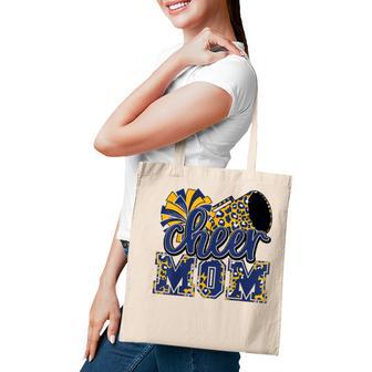 Cheer Mom Navy Leopard Cheer Poms & Megaphone Tote Bag - Thegiftio UK