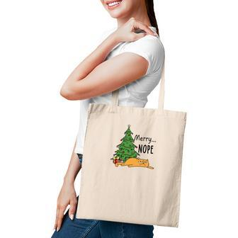 Christmas Funny Cat Merry Nope Cat Lovers Gift Tote Bag | Seseable CA