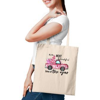 Christmas It Is The Most Wonderful Time Of The Year Holiday Vintage Christmas Truck Tote Bag | Seseable CA