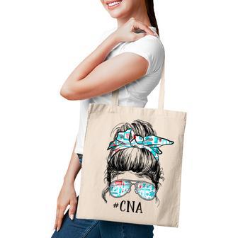 Cna Nurse Messy Bun Hair Certified Nursing Assistant Funny Tote Bag - Thegiftio UK