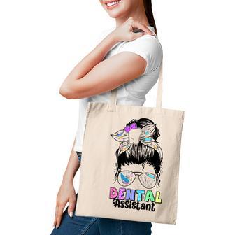 Dental Assistant Messy Bun Th Dentist Hygienist Womens Tote Bag - Thegiftio UK