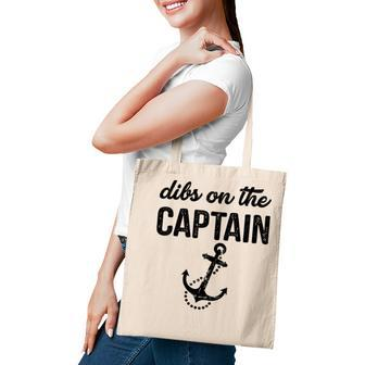 Dibs On The Captain Retro Anchor Funny Captain Wife Tote Bag - Thegiftio UK